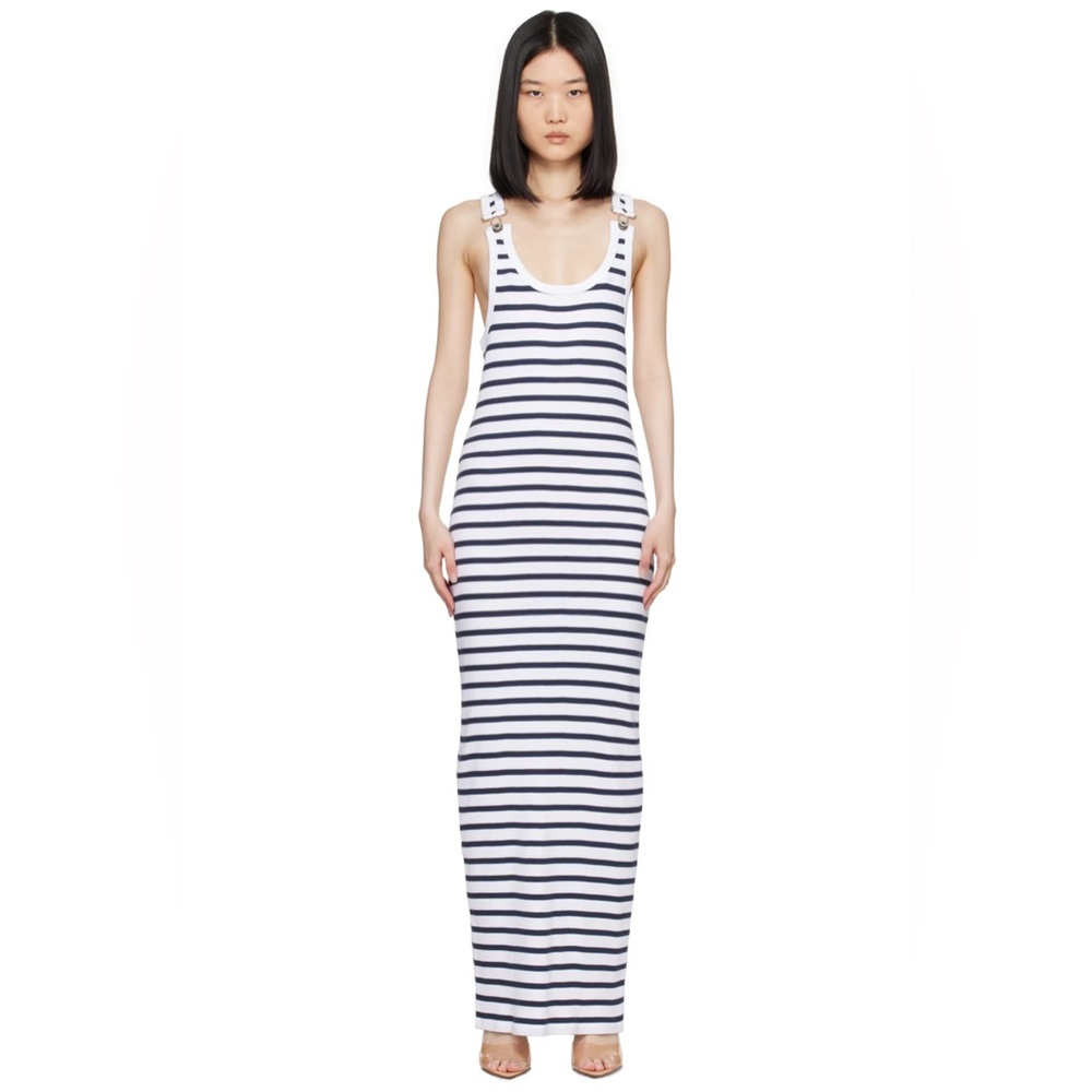 Jean Paul Gaultier Black and White Striped Maxi Dress